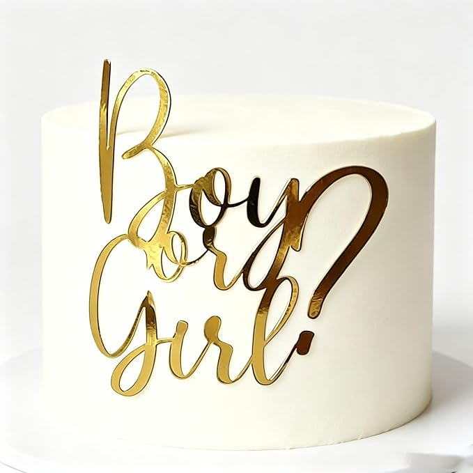 Gold Acrylic Boy or Girl Cake Topper,Gender Reveal Cake Topper for Boys and Girls Gender Reveal Baby Shower Birthday Party Supplies