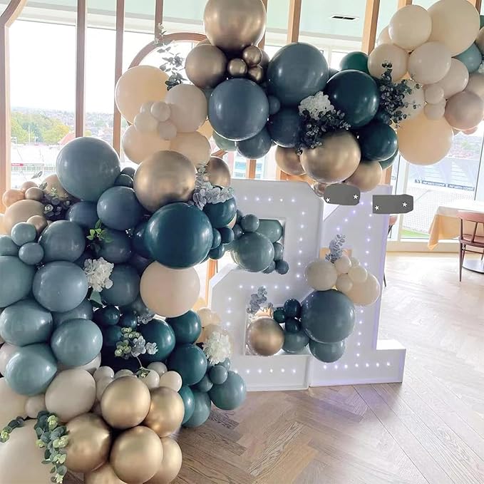 PartyWoo Slate Blue Balloons 100pcs Different Sizes Pack of 18 12 10 5 Inch Navy Dusty Blue Boho Neutral Balloon Arch Kit for Baby Shower Graduation Jungle Ocean Birthday Party Decorations Blue-F36