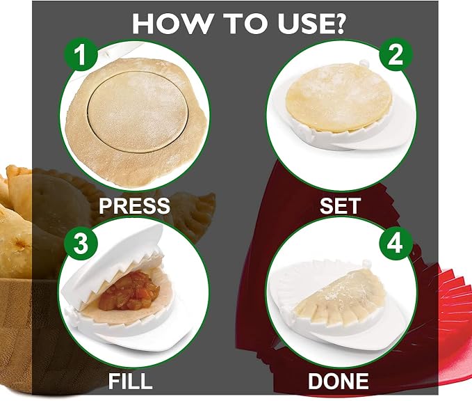KEISSCO Dough Press, Set of 3 Empanada Press Dumpling Maker Dough Cutter Dumpling Mold for Dumpling, Calzone, Ravioli, Empanada, Pierogi, Turnover & Meat Pie