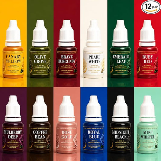 Confect Christmas – Holiday Classics Gel Food Coloring Set – 12 Highly Pigmented Colors for Buttercream, Cakes, Cookies, Macarons & Baking – 10mL Bottles