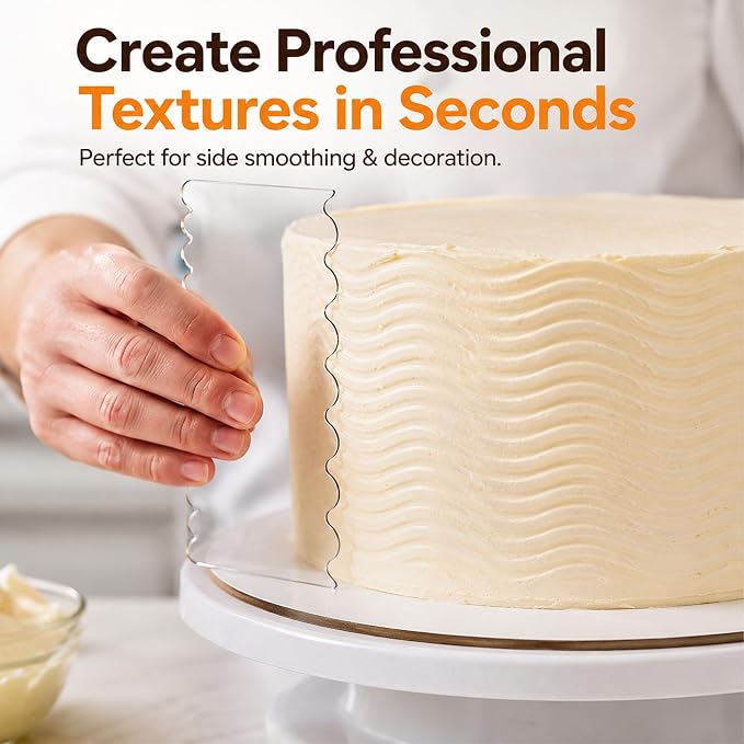 6 Pack Cake Scraper Set, 9.45" Cake Edge Smoother Decorating Comb | Acrylic Cake Scraper Set Clear Frosting Scraper for Buttercream, Ganache, Fondant, Mousse, Perfect for Home Baking & DIY