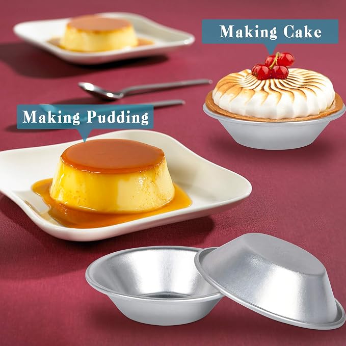 25 Pack Aluminum Egg Tart Molds, Dessert Mold Pans, Nonstick Reusable