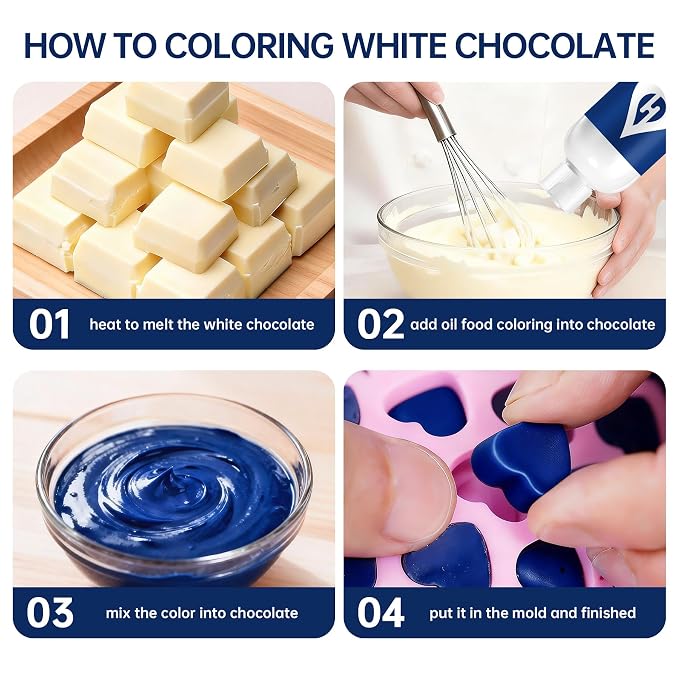 Navy Blue Oil Based Food Coloring for Chocolate – Herbeklab 100ml Professional Concentrated Oil Food Dye for Candy Melts, Chocolate, Cake Pops, Strawberries & Baking