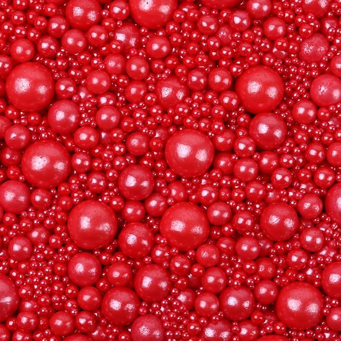 Sentovac Edible Red Pearl Sugar Sprinkles 4.23oz/ 120g Edible Candy Pearls for Decorating | Edible Cake Cupcake Sprinkles for Halloween Christmas | Cookie and Ice Cream Topper Decorations