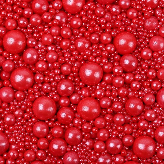 Sentovac Edible Red Pearl Sugar Sprinkles 4.23oz/ 120g Edible Candy Pearls for Decorating | Edible Cake Cupcake Sprinkles for Halloween Christmas | Cookie and Ice Cream Topper Decorations