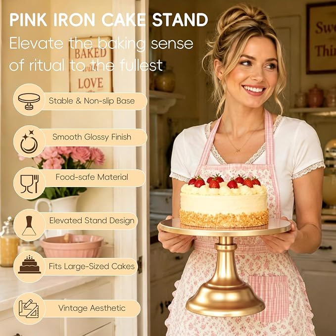 Three-piece Cake Stand Set, Metal Round Trays, 8-inch, 10-inch, and 12-inch, for Dessert Table displays; Perfect for Christmas, Thanksgiving, Birthdays, Weddings, and Other Celebrations(Gold)