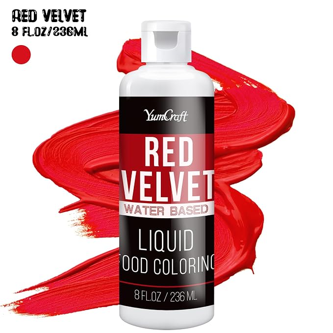 Food Coloring Liquid - Vibrant Color Food Coloring for Cake Decorating, Baking, Easter Egg, Icing - Tasteless Food Color Dye for Fondant, Cooking, Airbrush (Red velvet, 8 Fl.oz)