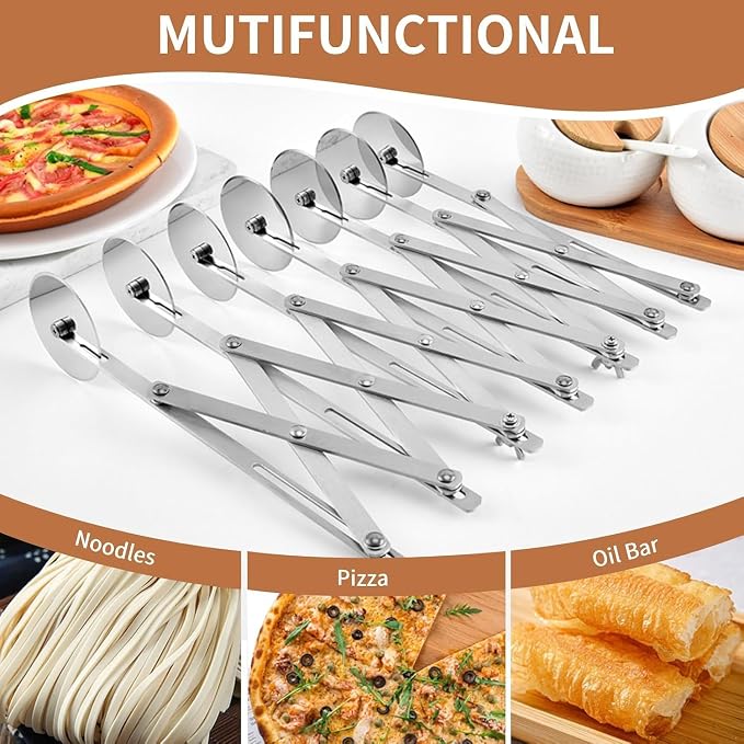 Food Grade Stainless Steel Pizza Cutter Multi-Wheel Dough Divider Pastry Knife Baking Cutter (7, Wheel)