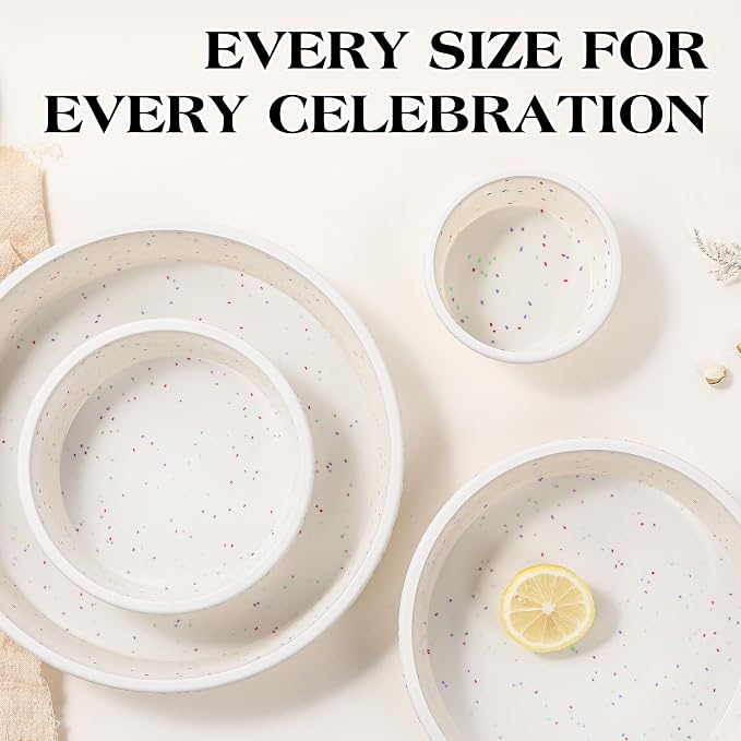 4 Inch Silicone Round Cake Pans with Metal Reinforced Frame, Nonstick Mini Smash Cake Molds for Baking, BPA Free – Set of 2 for Baby's First Birthday, Small Cakes, Desserts (Cream)