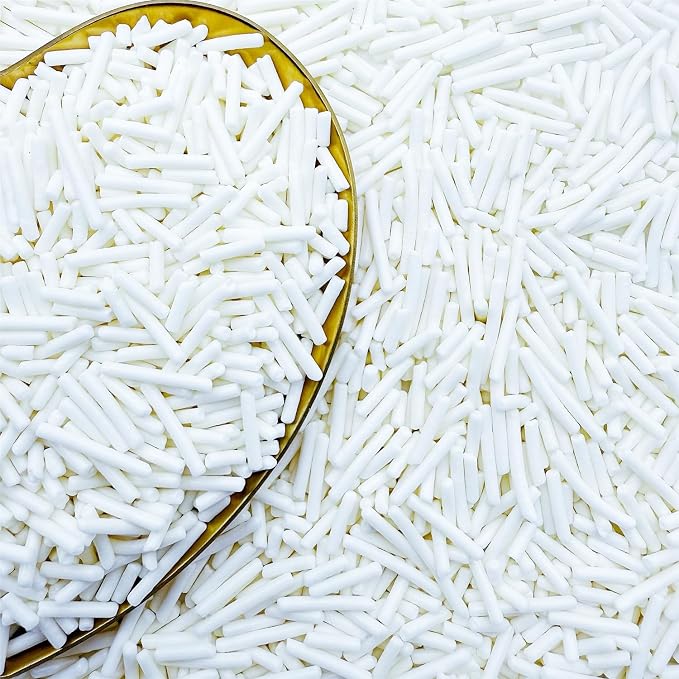 CandiJumpin White Jimmy Sprinkles, White Sprinkles for Cake Decorating Edible Cake Jimmies Edible Crunchy Jimmies Ice Cream Toppings, Baby Shower Party Wedding Christmas Supplies 3 OZ