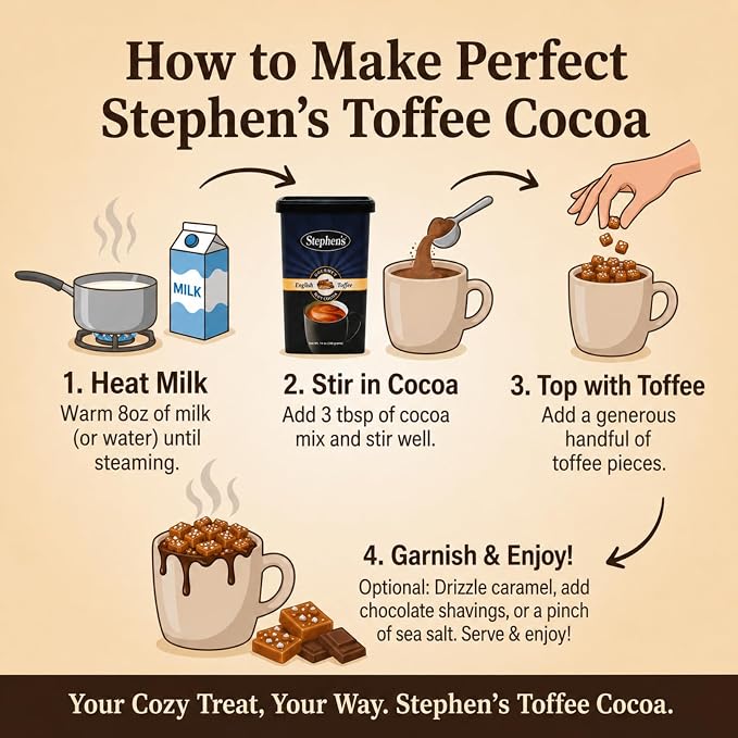 Stephen's Gourmet Hot Cocoa Mix, English Toffee Flavor, Premium Rich & Creamy Drinking Chocolate, Easy Mix Hot Cocoa Powder, 14 oz. (Pack of 3)
