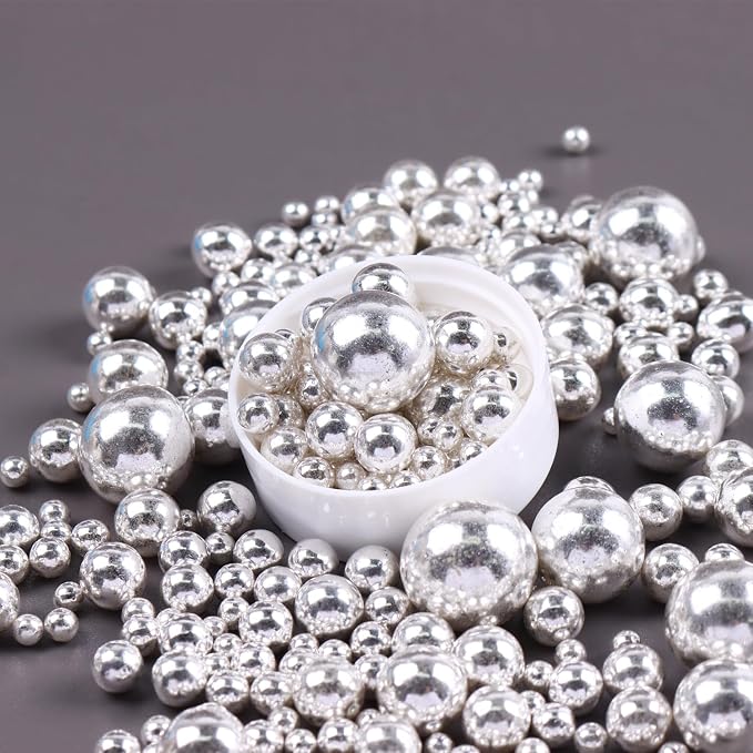 Silver Sprinkles for Cake Decorating, Silver Pearl Sugar Cupcake, Cookies, Ice Cream Toppings, 3.5 Ounces Cake Decorationss Baking, Perfect for Wedding, New Year’S Eve, Christmas Party