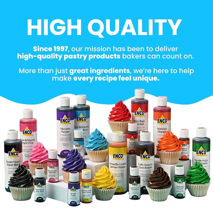 ENCO Food Coloring Gel Bright Blue 8.8 oz (250g) Concentrated, Vegan