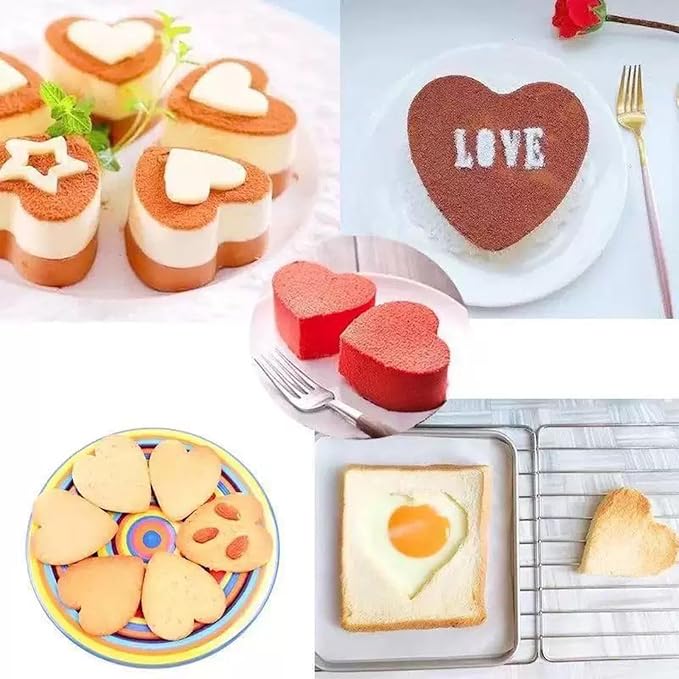 Heart Cookie Cutter Set of 5 - Stainless Steel Baking Molds for Valentines Day, Christmas, Birthdays | Dishwasher Safe Cookie Tools for Bakers