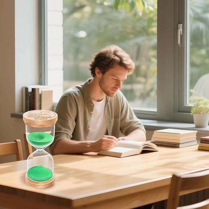 2 Minute Sand Timer, Wooden Hourglass Sand Clock, Small Wood 2 Min Hour Glass, Two Minutes Sandglass for Brushing Teeth, Reloj De Arena, Classroom, Game, Kitchen, Home, Office