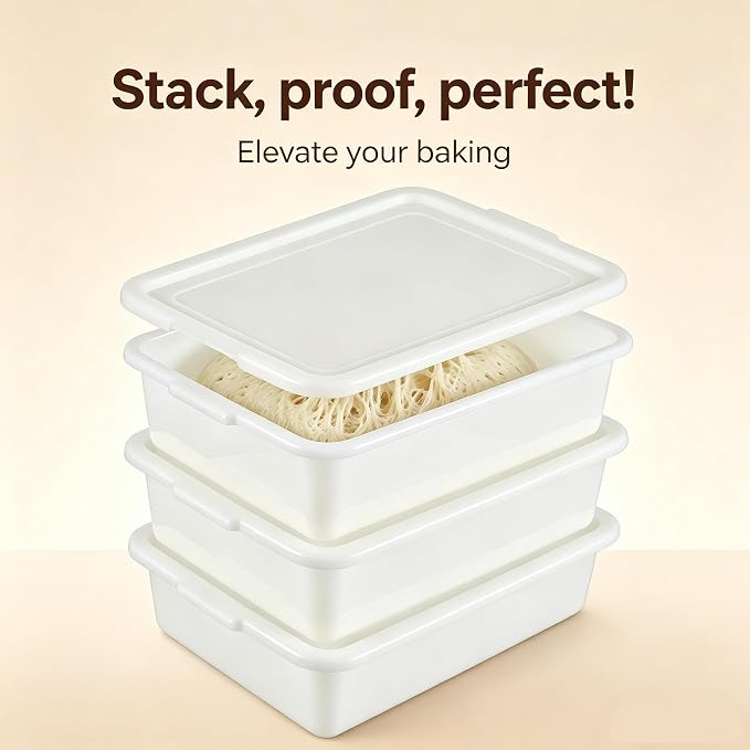 3 Pack Pizza Dough Proofing Box, Pizza Dough Container with Lids, BPA Free Food Storage Containers, Bread Proofing Box, White | Food Storage Containers with 13L Capacity, Bread Proofing Box, White