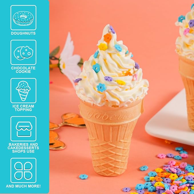 Edible Flowers Sprinkles for Cake Decorating 7 oz Rainbow Flower Blossoms Confetti Pastel Daisy Sugar Sprinkles for Baking Cupcake, Cookie, Donut Dessert Decoration, Wedding Spring Party Supplies