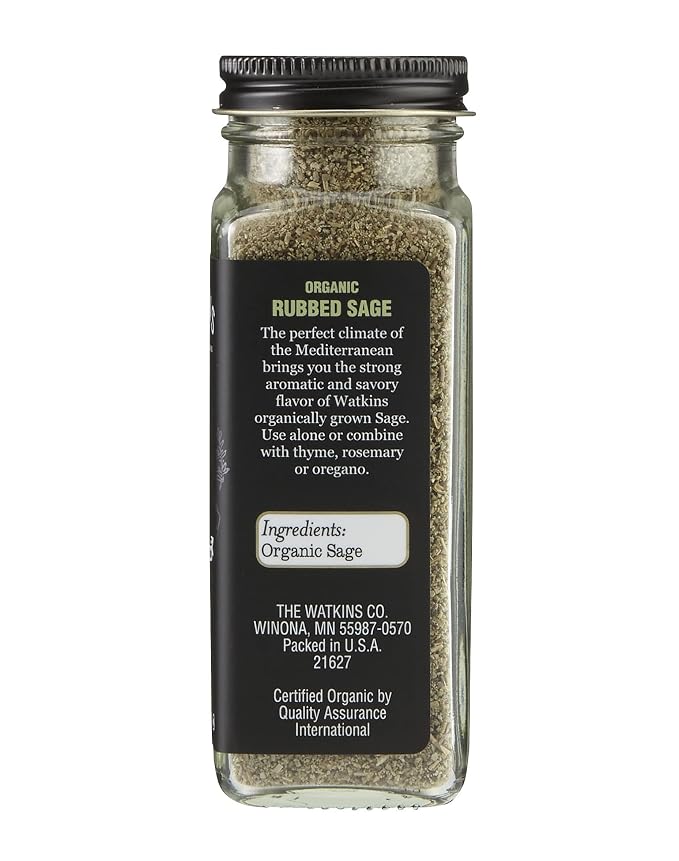 Watkins Gourmet Organic Spice Jar, Rubbed Sage, 0.7 Ounce Jar, 3 Count