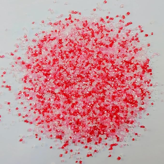 HeDeon&Rles Edible Red Pink White Sanding Sugar Crystals for Baking 120g/4.23oz Sparkling Sugar Crystals Cake Cupcake Pancake Ice Cream Top Valentines Wedding Christmas Cake Decoration
