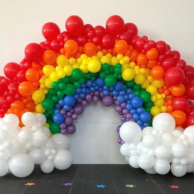 PartyWoo Rainbow Balloon Arch Kit Garland 100 pcs Different Sizes of 36 18 12 10 5 Inch Multicolor Latex Colorful Balloons Assorted Primary Colors for Graduation Baby Shower Birthday Party Decorations