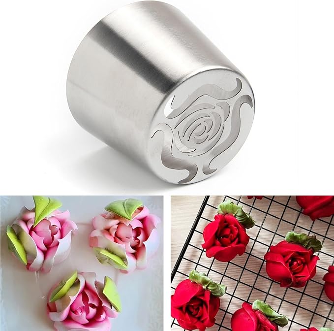13 PCS Russian Piping Tips Set,Stainless Steel Icing Nozzles for Cake Decorating, Cream Flower Bouquet DIY Cookies, Desserts Baking Tools 1 XXL,1 Medium Leaf, 10 Piping Bags, 1 Brush