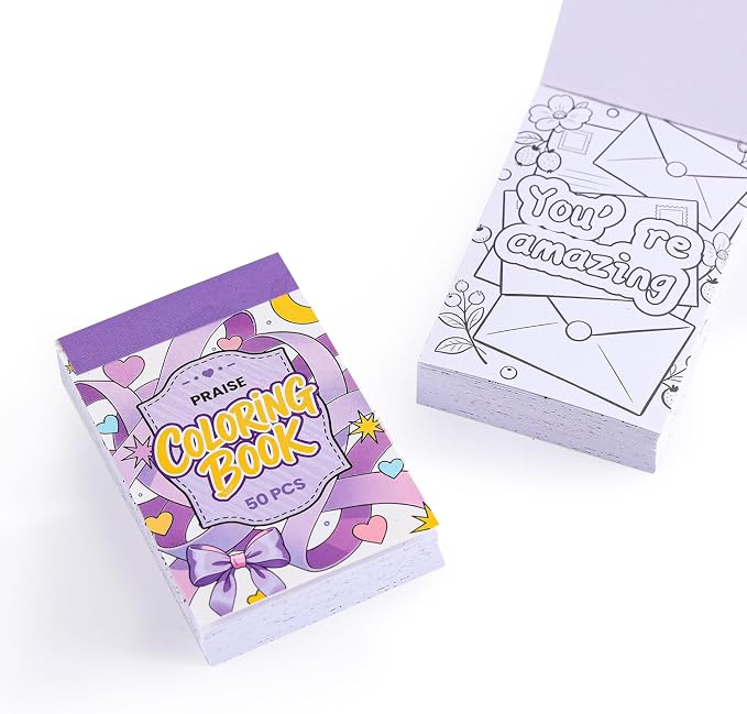 Women's Mini Coloring Book, 6 Pack Small Coloring Books for Adults, 2.36" x 1.57" Pocket Size, Motivational Quote Coloring Stickers Books for Adult to Relief Stress Pass The Time