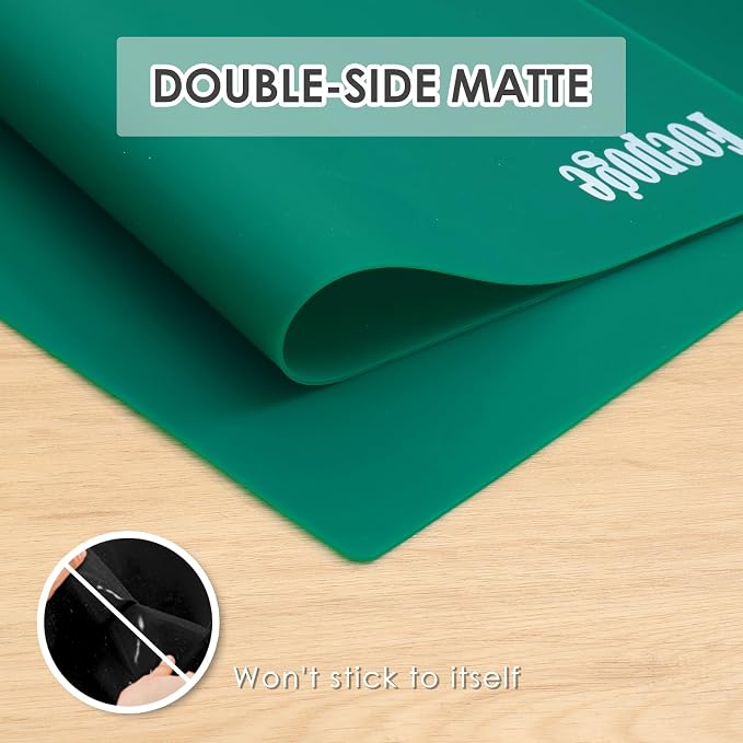 31.5" x 23.6" Extra Large Silicone Mat for Resin Casting, Crafts and Epoxy, Nonstick Silicone Sheet for Jewelry Casting Molds, Countertop Protector Mat Heat Resistant Placemats by Foepoge, Dark Green