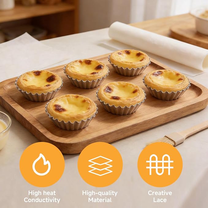 40 Pcs 2.75 Inch Egg Tart Molds, Non-Stick Aluminium Tartlet Pans for Baking, Ensaymada Molder Filipino Style for Home Bakers Pastry Chefs Mini Pie Cupcake Dessert