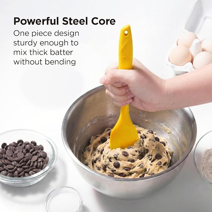 Kitchen Mama WaltzGrip Platinum Silicone Scraping Spatula, Yellow | Heat Resistant, Seamless, Non Stick, Flexible Bowl Scraper, For Mixing, Baking, Stirring