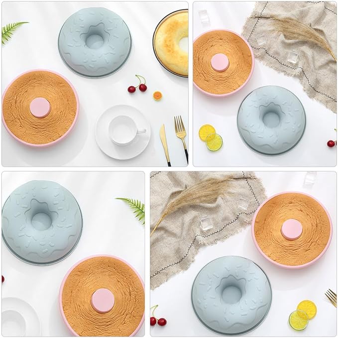 jojofuny Non-stick Silicone Doughnut Mold Baking Tray for DIY Cake and Biscuit Mousse, Pink Donut Pan Baking Tool for Home Kitchen Supplies