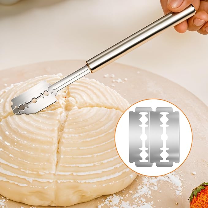 Bread Lame Blades Refill 40 PCS Breads Scoring Blade Stainless Steel Dough Scorer Tool Professional French Dough Bread Lame Razors Knife for Sourdough Baker Baking Homemade Bread Pattern Design