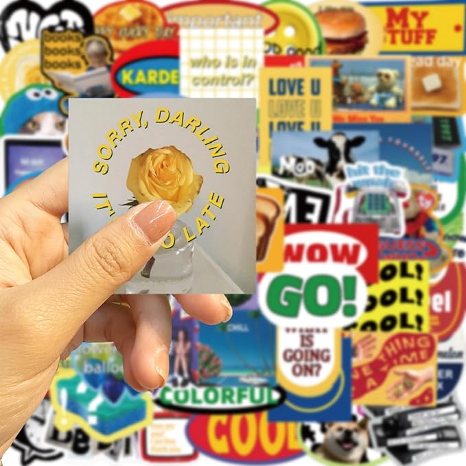 60PCS Sweet Retro America Stickers Yellow Bread Aesthetic Waterproof Vinyl Decals 2 Inch for Journals Scrapbooks Laptops Water Bottles (Sweet)
