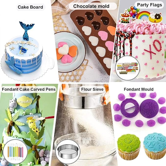 Gawren-H&E 678pcs Cake Decorating Kit,Baking Supplies with Decorating Tools,Cake Carrier,Cake Turntable,Piping Bags and 74 Tips,Springform Pans,Cake Decoratng Supplies Kit for Beginners/Professional