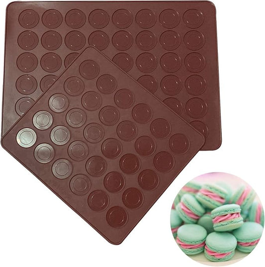 Silicone Macaron Baking Mats, 2 Non-Stick Silicone Baking Mats, Food Safe Baking Mat, Great For Macaron, Cookies, Bread, Pastry, Dessert (48Capavity + 30Capacity)