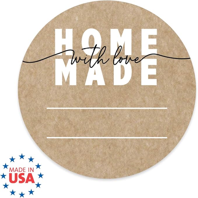 Homemade with Love Canning Stickers / 500 Circle Labels Printed On Sturdy Kraft Stock / 2" Modern Illustrated Decals