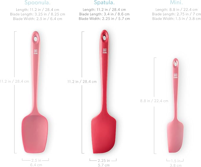 di Oro Living Large Silicone Spatula - 600F Heat-Resistant Spatula - Ergonomic Easy-to-Clean Seamless One-Piece Design - Pro-Grade Non-Stick Silicone Rubber with Stainless Steel S-Core Technology! (Red)