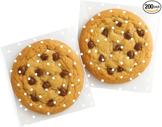 Morepack Self Sealing Cellophane Bags,200 Pcs Clear Cookie Bags Resealable Cellophane Bag for Packaging Bakery,Favors, (4"x4", No Stickers, Bows)