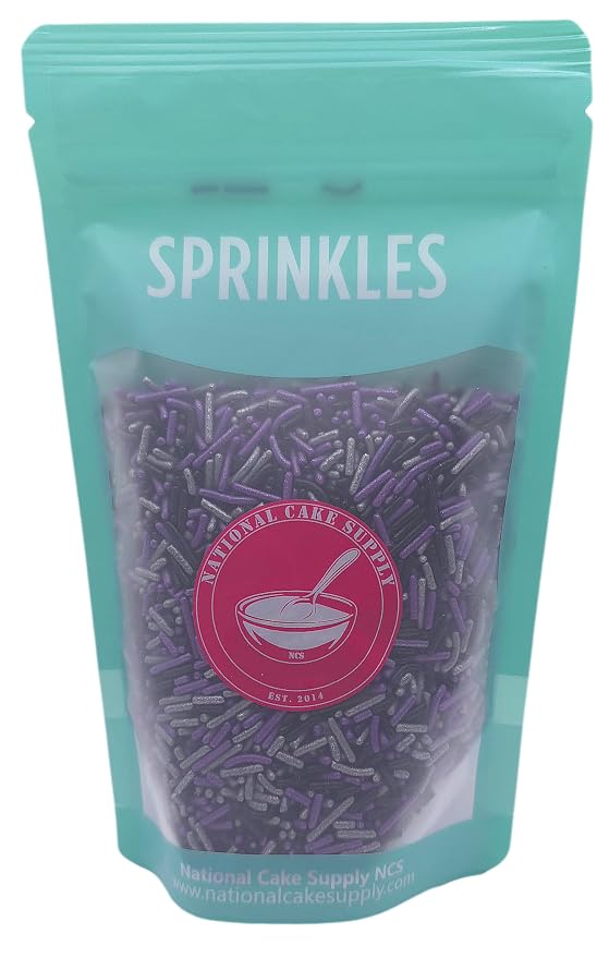 NCS Black, Pearlized Purple & Silver Jimmies Edible Sprinkles – Cupcake, Cake & Cookie Decorations, 7 oz