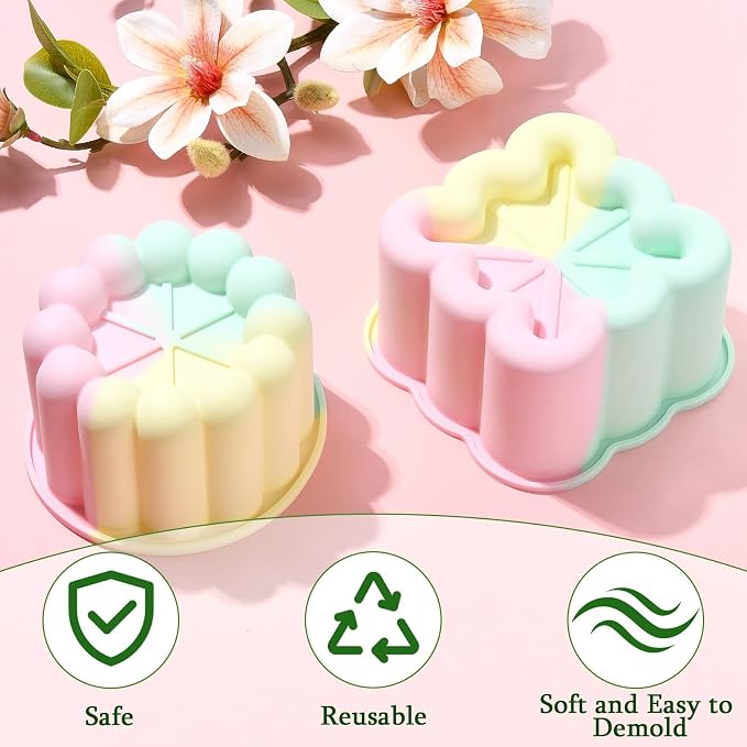Ipotkitt Square Circular Cake Baking Silicone Molds Dessert Food Baking Tool Molds for Cake Chocolate Jelly Ice Candy Crafts, 2pcs, 2 Styles