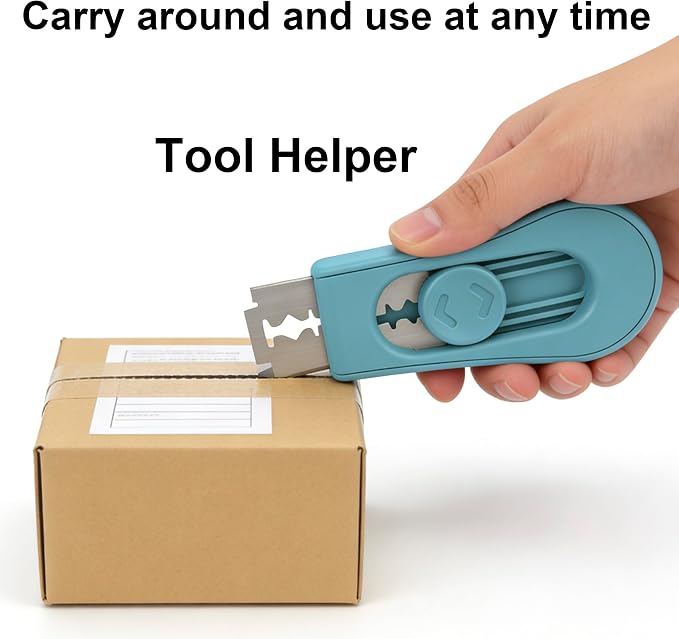 2pcs Magnetic Bread & Sourdough Lame Tool Set, Scoring Tool for Sourdough Bread, 10pcs Stainless Steel Blades, 2-in-1 Magnet Box Cutter, Multi-Use for Baking Office Picnics Kitchen Home (Red&Blue)