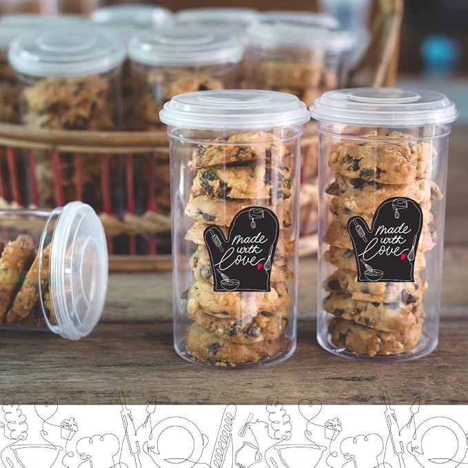 300PCS Made with Love Stickers – 2"x1.75" Baking Labels for Baked Goods Packaging, Baked with Love Badges for Homemade Bakery. Use on Jars, Bags, Boxes