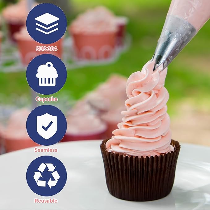3pcs 1M 2D 6B Cake Piping Tips, Cake Decorating Supplies Piping Tips, Piping Nozzles Decorating Tips, Baking Tools For Buttercream, Icing, Birthday Cake, Cupcake, DIY Art