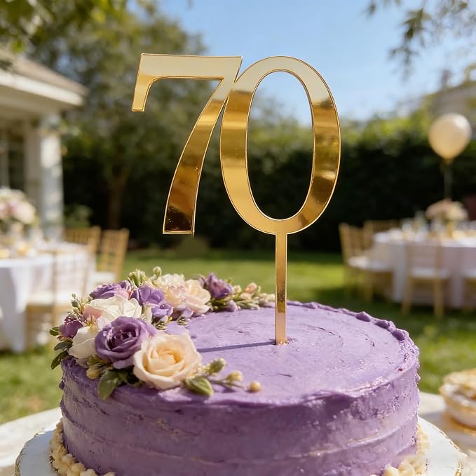 Acrylic Seventy Cake Topper, 70th Birthday Cake Toppers, 70th Anniversary Party Decorations Supplies,Cheers to 70 Years Birthday Party Decorations