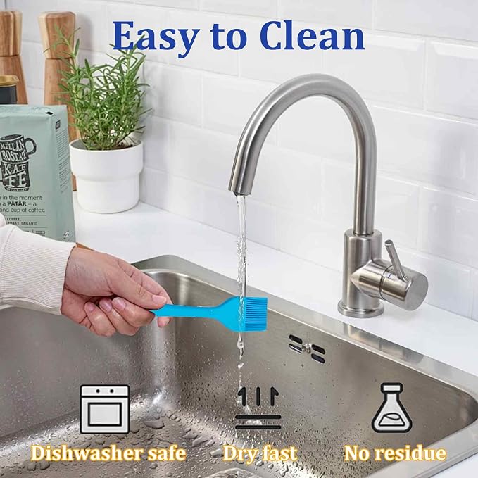 4PCS Heat Resistant Silicone Basting Brushes Cooking Brush, BPA Free Pastry Brush with Soft Bristles for Oil Butter Sauce BBQ Grill Kitchen Baking Dishwasher Safe(Blue)