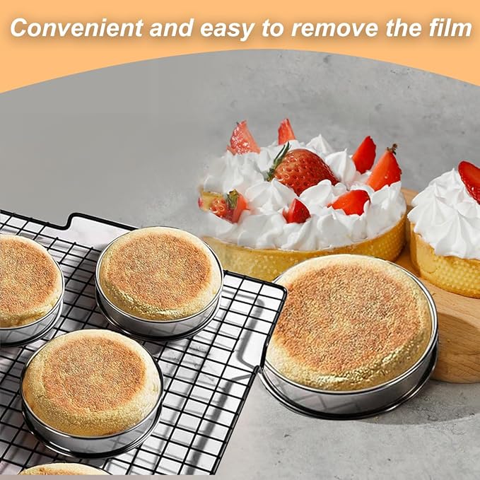 10Pcs Cookie Rings for Baking Cooking English Muffin Crumpet Rings Stainless Steel Round Cookie Double Rolled Tart Molds for Kitchen Baking, 4+3.35 Inch
