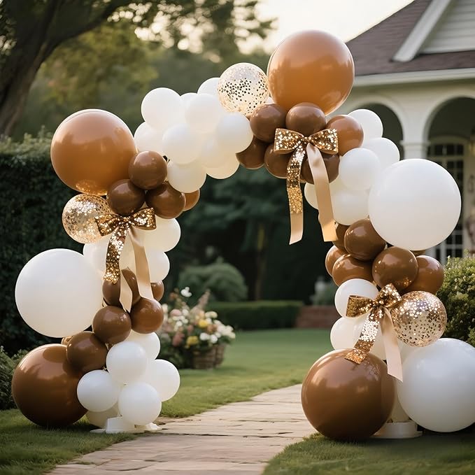 KAWKALSH Brown Balloon Arch Kit 111Pcs 18 12 5 Inch Latex Party Balloons Garland for Birthday Baby Shower Wedding Engagement Anniversary Christmas Party Decorations