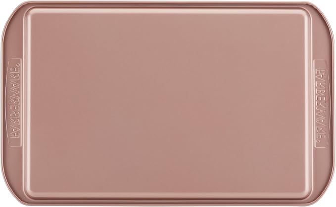 Farberware Nonstick Bakeware 10-Inch x 15-Inch Cookie Pan, Metal Baking Pan, Rose Gold