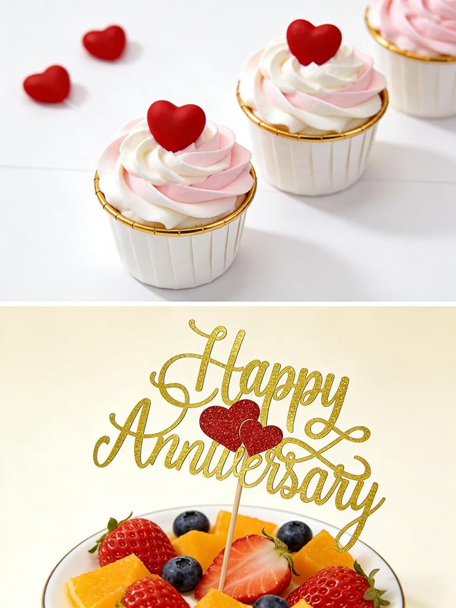 Acrylic Happy Birthday Cake Topper Durable Reusable Perfect for Birthday Cakes, Cupcakes, Dessert Tables Ideal for Kids Adults Birthday Celebrants (Gold,Red)