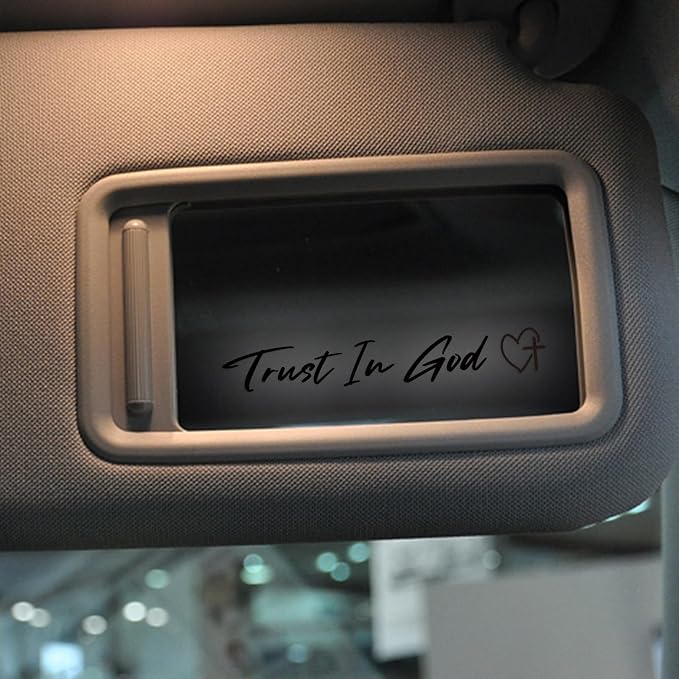 3 x Trust in God Cross Black Car Mirror Decal Stickers for Cars Rearview Mirror Decal for Women Cute Decals Vinyl Affirmation Stickers for Window, Mirror, Tumbler, and Water Bottle