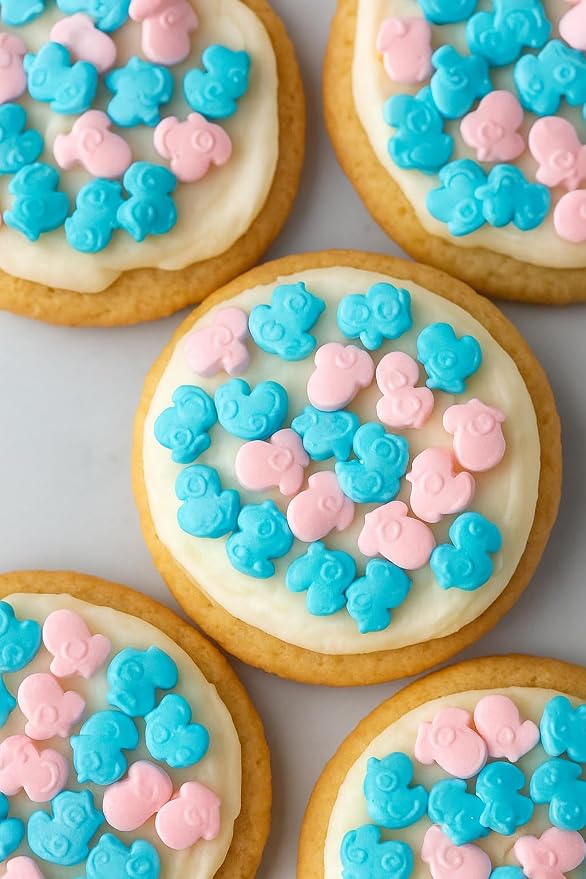 Oasis Supply Baby Shower Sprinkles & Sugar Shapes – Edible Decorations for Cakes, Cupcakes, and Cookies – Gender Reveal, Boy, Girl, and Neutral Party Baking Decorations - - Pink & Blue Baby Onesies